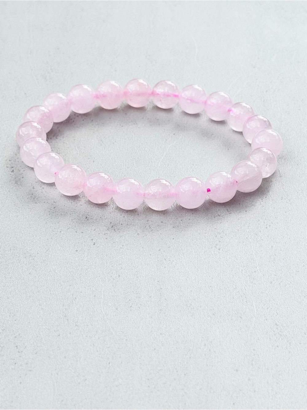 8mm Rose Quartz Stretch Bracelet 6.25” Pink Gemstone Beaded Bracelet